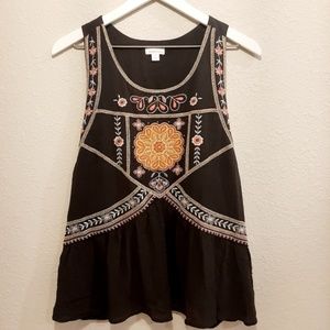 Embroidered tank blouse